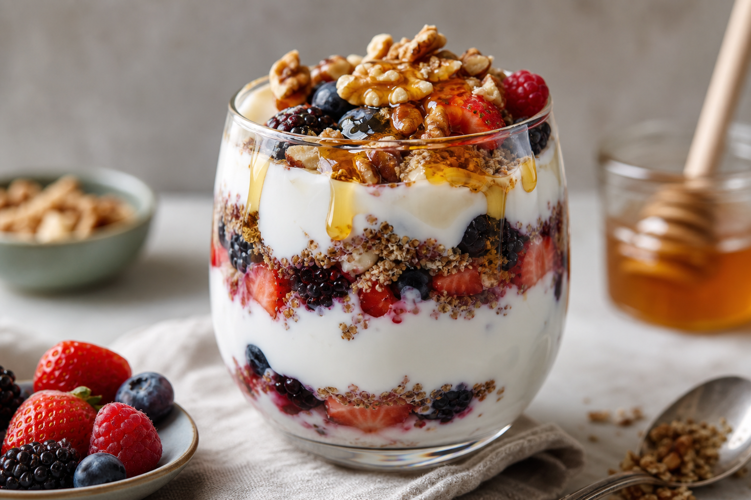 Flaxseed, Greek Yogurt & Berry Parfait